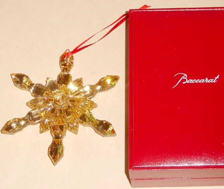 Baccarat Crystal Noel Snowflake Ornament Gold Luster 4.5