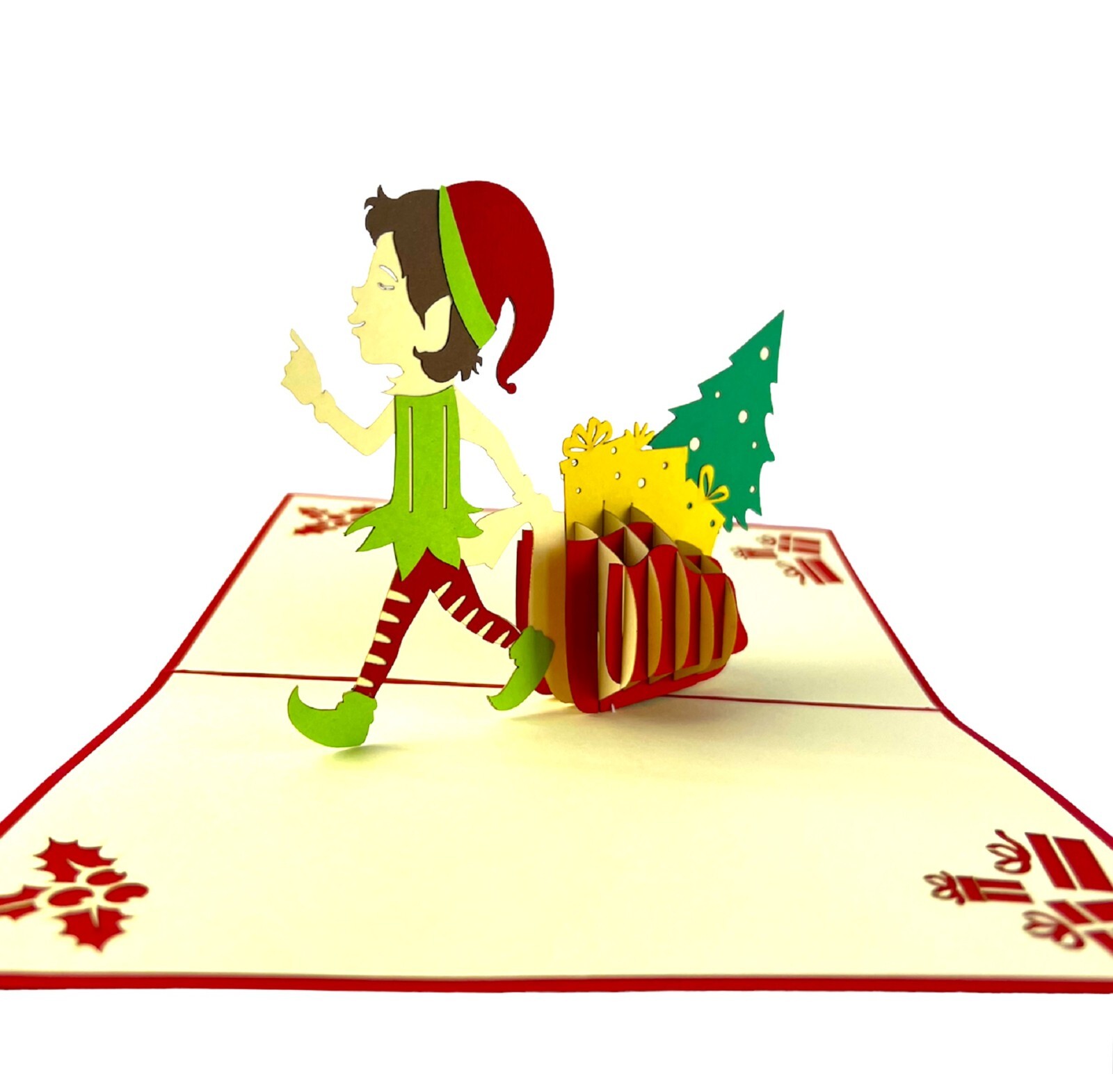 BC Worldwide Ltd hecha a mano 3D emergente tarjeta de Navidad feliz Navidad elfos saludos regalo