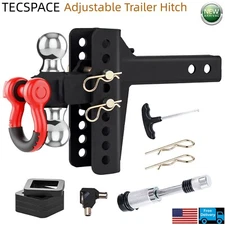 Ginkman 2'' receiver 6'' Drop/Rise Iron Adjustable Trailer Hitch (Double Ball)