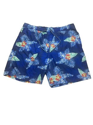 Izod Saltwater Swim Trunks Mens 2XL Blue Tropical- Drawstring Lined Beach  Travel