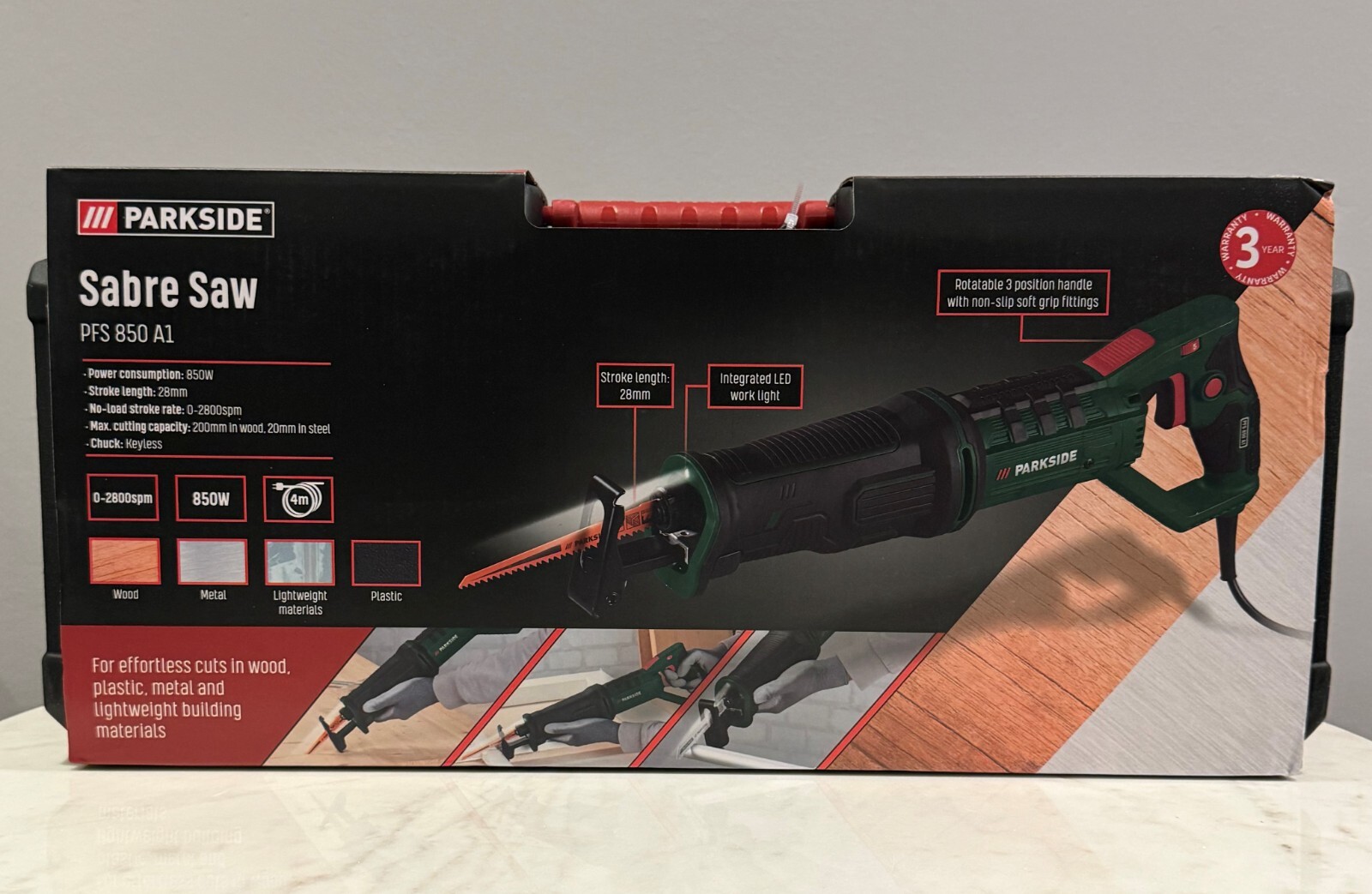 Parkside Sabre Saw Effortless Cutting Wood Plastic Metal 850W