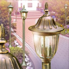 Pollerleuchte Wegelampe Aussen Steh Leuchte schwarz Gold Wege Lampen Garten Glas