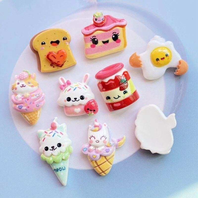 Libro de recortes plano de helado de unicornio de dibujos animados de resina hágalo usted mismo decoración artesanía 20 piezas Se Foto 2 de 4