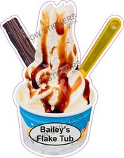 Eiswagen Aufkleber Bailey's Sauce Flake Tub Whippy 99 Eisbecher Decals