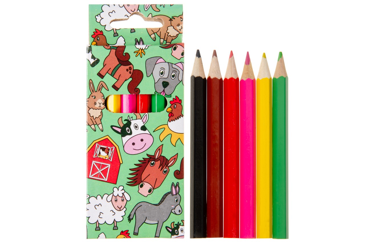 6 Pieces Farm Animals Colored Pencils 9cm - Fun Party Bag Fillers Gifts