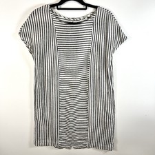 Madewell Dress Small Stripe Play Button Back Tee Linen Blend Coastal Beach