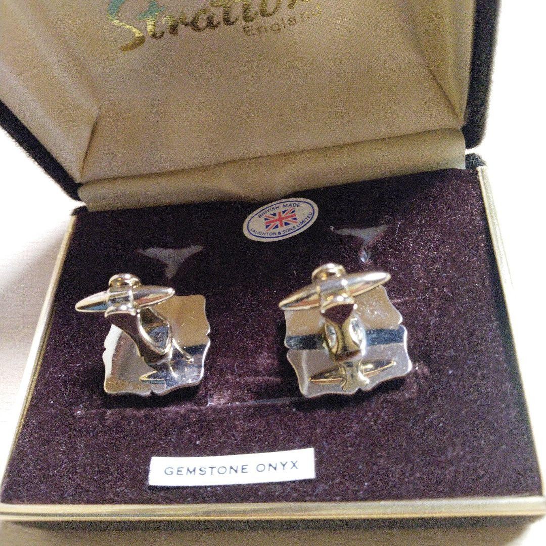 Stratton Onyx Square Cufflinks Button Collectible… - image 3