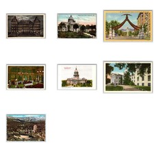 Lot of 7 Vintage State Capitol Postcards Alabama Florida Nigth Albany York Utah