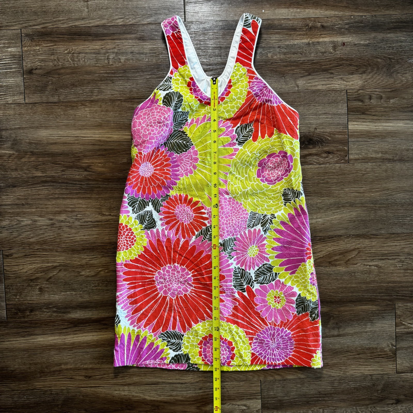 Trina Turk Demuth Dress Womens Size 8 Floral Pink Multicolor V Neck Mini Zipper