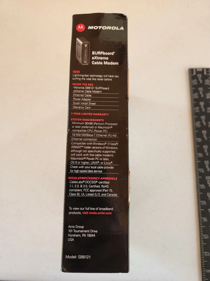 MOTOROLA eXtreme SURFboard SB6121 SB 6121 DOCSIS 3.0 CABLE MODEM (575319-019-00) - Image 4 of 4