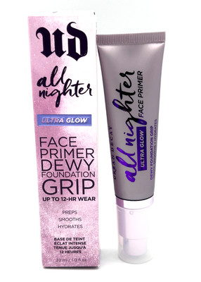 Urban Decay All Nighter Ultra Glow Face Primer Dewy Foundation Grip ~ 1.0 oz ~