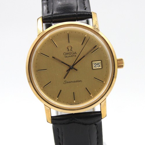 Vintage anni 70 OMEGA Seamaster 196.0079 oro data 35mm quarzo uomo GIAPPONE Z175 - Foto 3 di 11