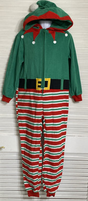 Cat & Jack Elf One-Piece Fleece Sleepwear Hooded Pajama, Size: 6