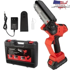 5 Inch Electric Chainsaw Set W/ Battery Charger Portable Handheld Pruning Tool