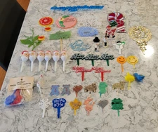 Vintage Cake & Cupcake Toppers Christmas Santa Birthday Wedding etc. Lot of 53