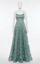 Jovani Spaghetti Strap A-Line Gown With Embellished Bodice Size 12