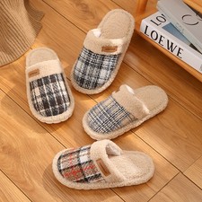 Couple Cotton Slippers Home Plaid Soft Comfortable Indoor Shoes