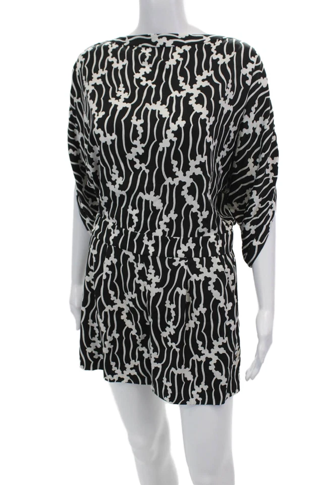 Женский комбинезон Diane Von Furstenberg с шелковым рукавом и разрезом на талии черный размер S - Изображение 2 из 4