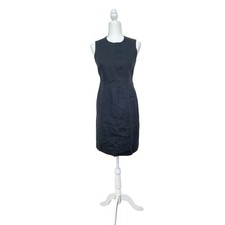 Vintage Talbots Women's Size 4P Black Irish Linen Sleeveless Fitted Sheath Dress