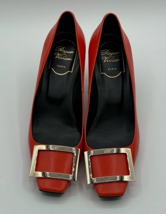 Roger Vivier Paris Orange  Trompette Pumps in leather Size 7 Us / 37 Eu - Image 4 of 4