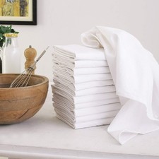 100 Cotton Flour Sack Towels   12 Pack, 27x27 Inches, White, LintFree, PreWa...