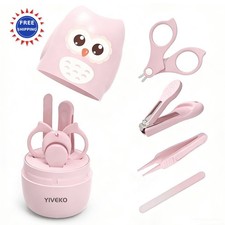 Baby Nail Care Set 4-in-1 with Case Clippers Scissors File Tweezers YIVEKO Cute