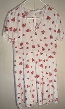 Gap Fit n Flare Floral White Floral Short Sleeve V-Neck Sundress Dress Sz 14