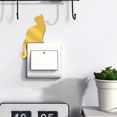 5 Piece Unique Cats Silhouettes Design Light Switches Sticker Acrylic Wall Decal