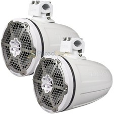    DS18 8" Neodymium Marine Tower Speakers White with RGB LED Light 550 Watts