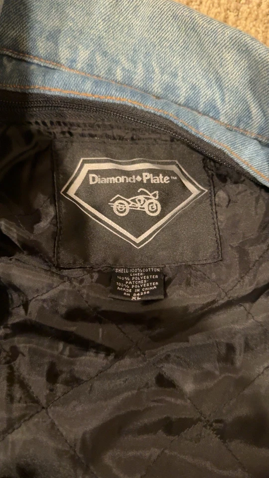 Diamond Plate Men's Denim Jean Motorcycle Jacket Large - Image 3 of 4