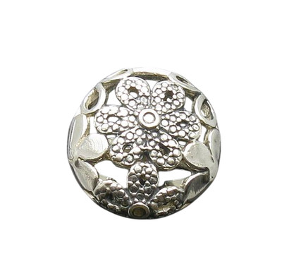 Sterling Silber Blume Kuppel Ring 22 mm Vintage Stil 925 Handarbeit
