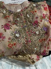 Floral silk Salwar Kameez Dupatta 52 Size Indian Pakistani Dress