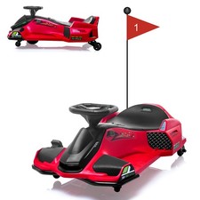 Kids Drifting Car, 12V Ride On Go Kart with 45W Brushless Quiet Motor, 5 mph ...