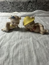 VERY CUTE Vintage Enesco Miniature Pig Collectables - Set of 2
