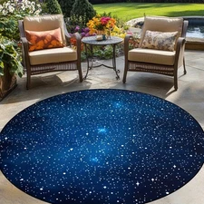 1pc Starry Night Sky Printed Round Mat - Elegant & Galaxy Design, Durable Polyes
