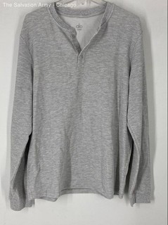 Alo Mens Gray Heather Henley Neck Long Sleeve Activewear Pullover Top Size L