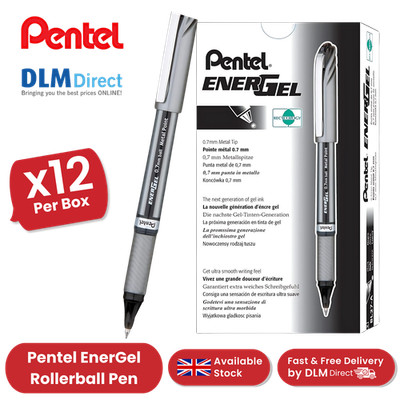 Pentel EnerGel Metallspitze Tintenroller schwarz glatt & präzis schreiben - 12er Pack