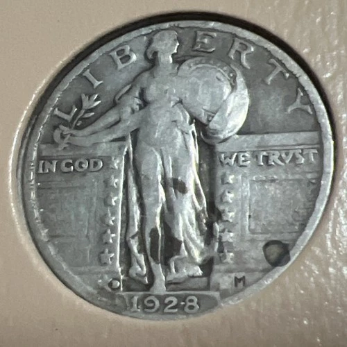 1928-D Standing Liberty Silver Quarter Dollar.