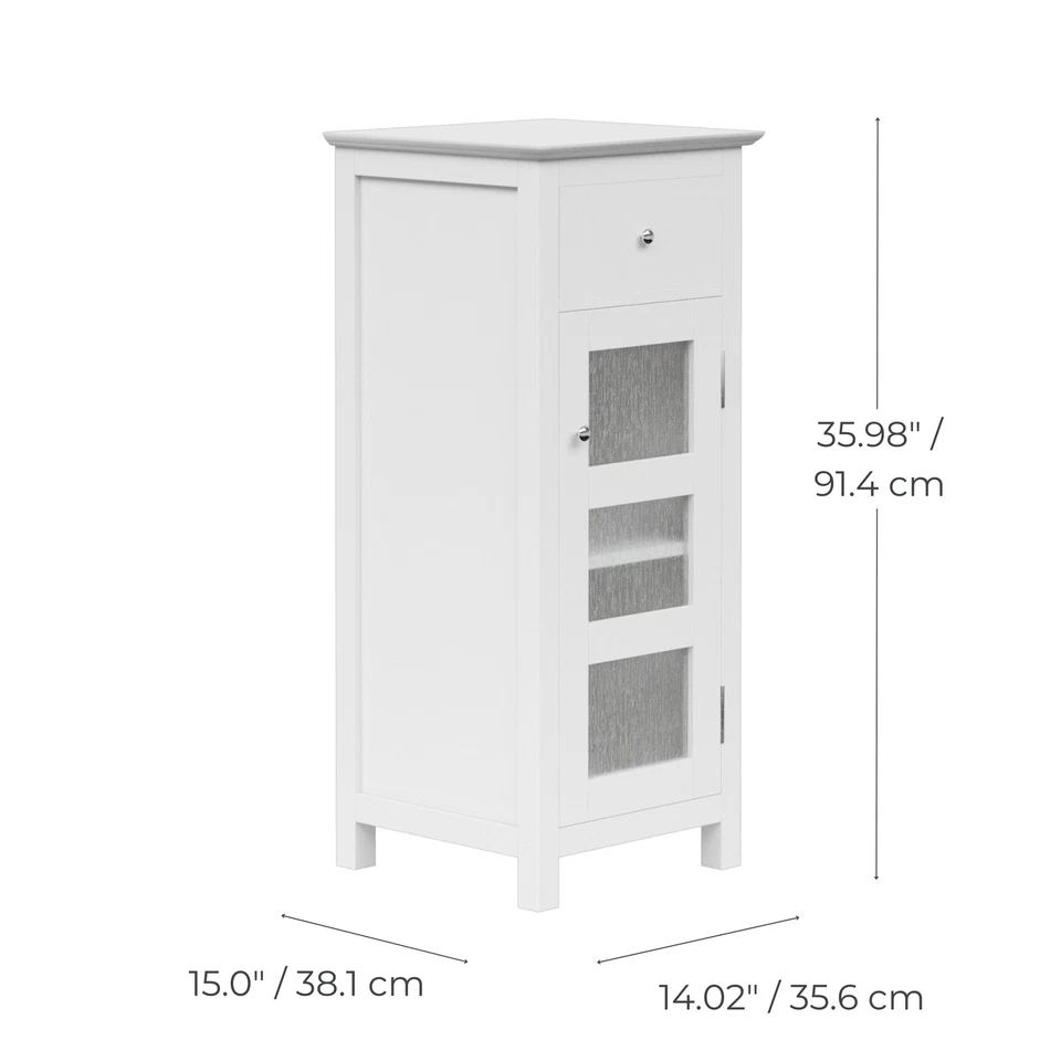 Armario de piso Teamson Home Connor con estante y cajón ajustables, blanco Foto 3 de 4