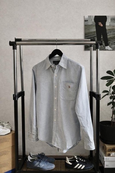 Men Polo Ralph Lauren Shirt Blue Cotton S #CO6F