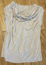 Boutique Cowl Neck Beige Blouse Women’s Size Medium Cap Sleeve Buttery Soft