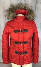 Aeropostale Jacket Red Toggle Button Puffer Faux Fur Hooded Coat Women s Small