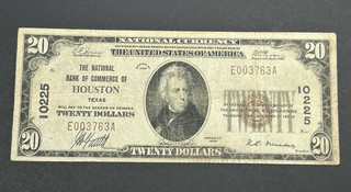 1929 $20 National Currency Houston Texas Note US Bill LOW Shipping!!!