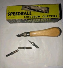 Vintage Speedball Linoleum Cutter with Blades in Original Boxes Made in the USA