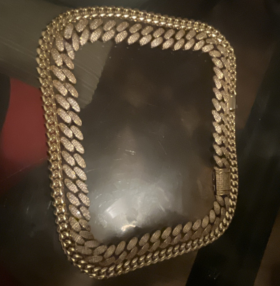 Gold Tone Cuban Link Chain Necklace, Metal, No Main/Secondary Stone ...