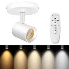 Remote Control Ceiling Spotlight Flush Mount Adjustable Directional LED Spot ...