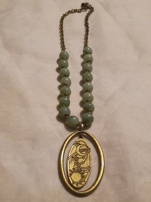 Vintage 1960's Brass ''Age of Aquarius'' Hand-Knotted Aventurine Necklace
