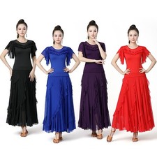 Women Ballroom Modern Waltz National Standard Dance Party Costume Top Skirt
