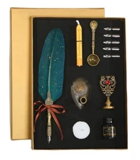 Calligraphy Quill Set with Wax Seal Stamp, Ink and Other Accessories