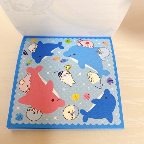 Mamegoma Memo Pad 2 Set Notepad Stationery Sea Animals Blue Kawaii San-X Japan - Picture 8 of 24